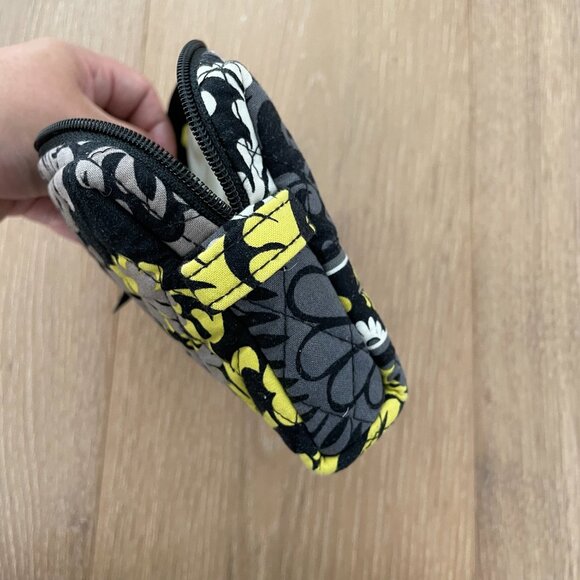 Vera Bradley Medium Cosmetic Pouch Baroque Black Yellow Toiletry Makeup Bag - Picture 9 of 16